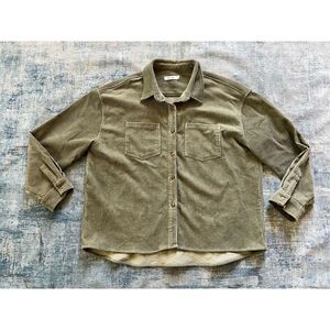 Mod Ref Olive Green Corduroy Button Front Shirt Jacket Shacket Women's XL